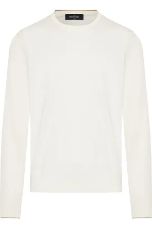 Gran Sasso Homme, Pulls, Blanc, Taille: L Tricot en Soie et Coton avec 3 Boutons