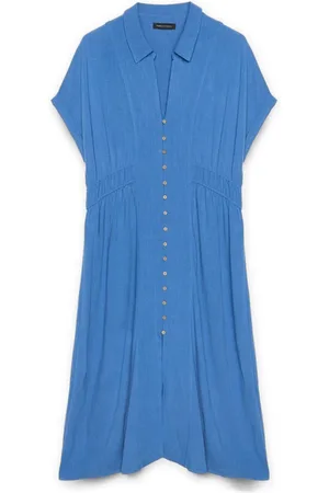 Fiorella rubino Femme, Robes, Bleu, Taille: 46 FR Robe chemisier avec un bord à la taille