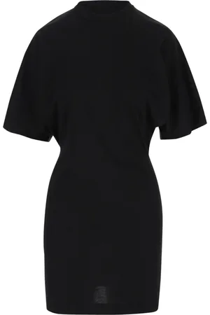 Pinko Femme, Robes, Noir, Taille: 38 FR Robe en Coton avec Épaulettes Rembourrées Noire