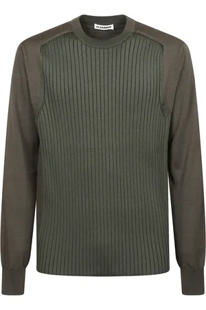 Jil Sander Homme, Pulls, Vert, Taille: M Pull à Manches Longues avec Épaules Tombantes