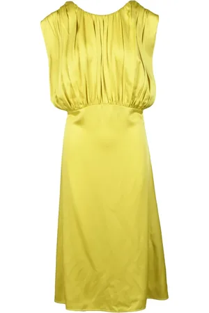 Jil Sander Femme, Robes, Jaune, Taille: 40 FR Robe Longue en Satin avec Fermeture Éclair