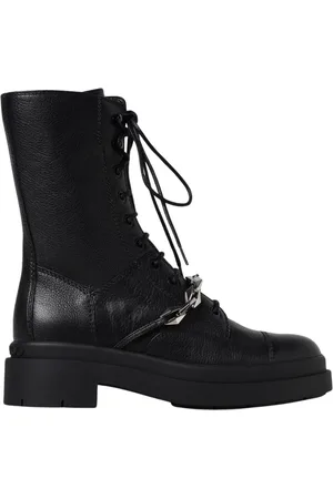 Jimmy Choo Femme, Chaussures, Noir, Taille: 37 1/2 EU Bottines Noires avec Détail de Chaîne