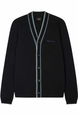 Paul Smith Homme, Pulls, Bleu, Taille: L Cardigan Noir avec Piping Bleu