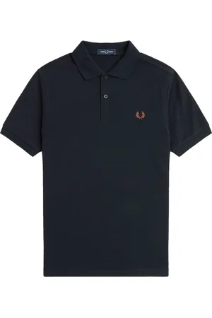 Fred Perry Homme, Tops, Bleu, Taille: XL Polo Uni avec Col et Manches Rayés