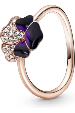 PANDORA Femme, Accessoires, Multicolore, Taille: 54 MM Bague en or rose - Pensée violette