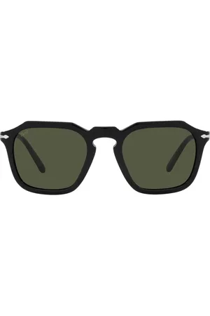 Persol Unisex, Accessoires, Noir, Taille: 48 MM Lunettes de soleil classiques noires avec verres verts