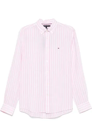 Tommy Hilfiger Homme, Chemises, Rose, Taille: XL Chemise Rose à Rayures Brodée