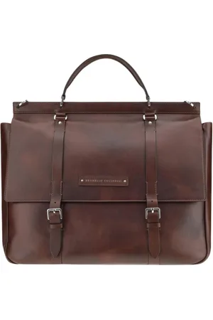 Brunello Cucinelli Homme, Sacs, Brun, Taille: ONE Size Sac Fourre-Tout en Cuir de Luxe avec Compartiments