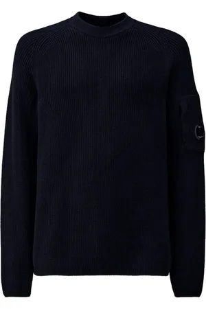 C.P. Company Homme, Pulls, Bleu, Taille: L Pull en Tricot Col Rond Marine