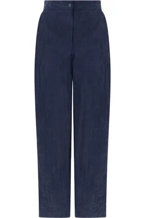 Emporio Armani Femme, Pantalons, Bleu, Taille: 42 FR Pantalon de luxe bleu foncé à taille élastique