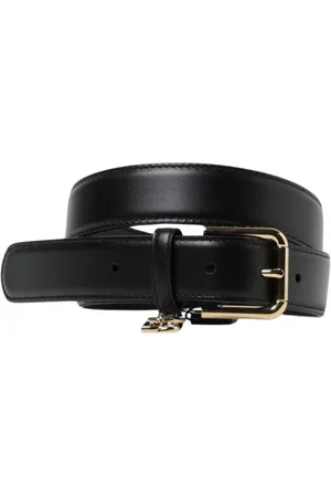 Dolce & Gabbana Femme, Accessoires, Noir, Taille: 80 CM Ceinture en cuir noir avec boucle dorée