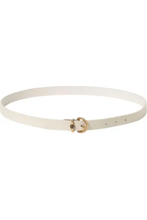 Pinko Femme, Accessoires, Blanc, Taille: XS Élégante Ceinture en Cuir Ivoire avec Boucle