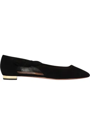 Aquazzura Femme, Chaussures, Noir, Taille: 38 EU Ballerines noires en daim avec découpes