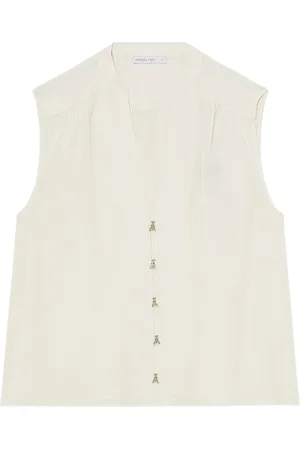 Patrizia Pepe Femme, Tops, Blanc, Taille: 42 FR Haut en Mélange de Soie Art. 2C1627A593