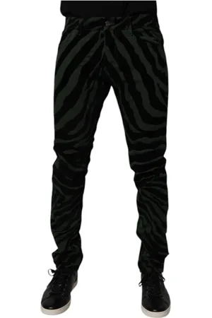 Dolce & Gabbana Homme, Jeans, Noir, Taille: M Jean Skinny à Rayures avec Logo