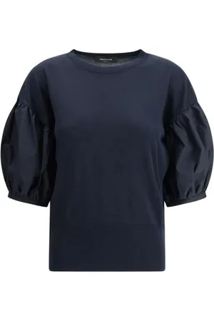 Fabiana Filippi Femme, Pulls, Bleu, Taille: 40 FR Pull à Manches Bouffantes Courtes