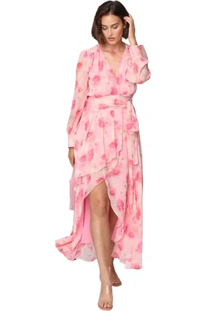 Crās Femme, Robes, Rose, Taille: 40 FR Robe Longue à Imprimé Floral et Ceinture à la Taille