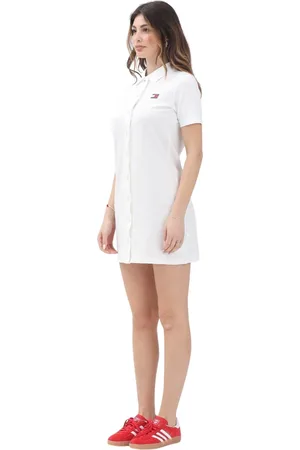 Tommy Hilfiger Femme, Robes, Blanc, Taille: 36 FR Robe Polo Blanche Badge Pique
