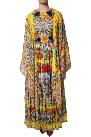 Dolce & Gabbana Femme, Robes, Multicolore, Taille: 36 FR Robe en soie à imprimé Carretto multicolore
