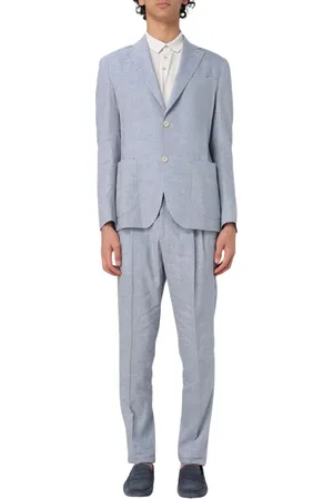 ELEVENTY Homme, Costumes, Bleu, Taille: 2XL Costume Slim Fit en Lin à Revers