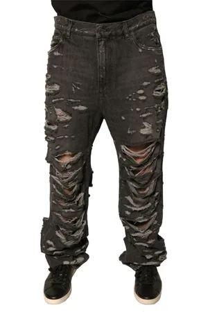 Dolce & Gabbana Homme, Jeans, Gris, Taille: L Jean en Denim de Coton Gris Foncé