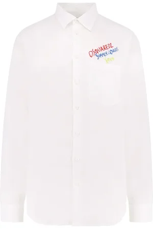 Dsquared2 Homme, Chemises, Blanc, Taille: M Chemise Blanche à Manches Longues avec Boutons
