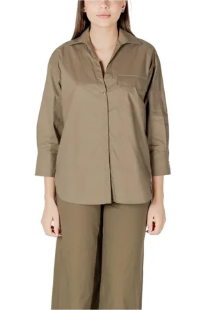 Liu Jo Femme, Blouses et Chemises, Vert, Taille: 38 FR Chemise Classique en Coton avec Poche Poitrine