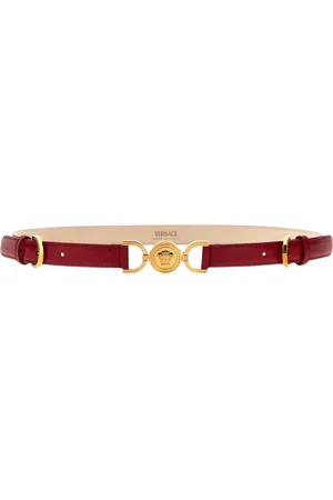 VERSACE Femme, Accessoires, Rouge, Taille: 90 CM Ceinture en Cuir Noir avec Tête de Méduse