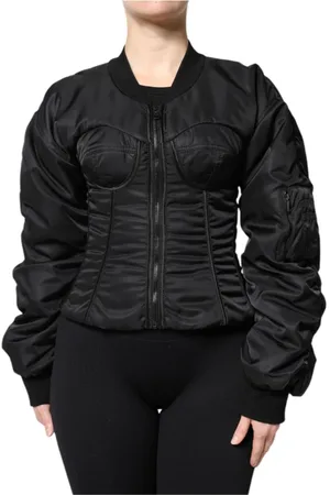 Dolce & Gabbana Femme, Vestes, Noir, Taille: 34 FR Bomber corset bustier avec imprimé léopard