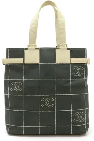 CHANEL Femme, Pre-owned, Gris, Taille: ONE Size Pre-owned Toile sacs-chanel