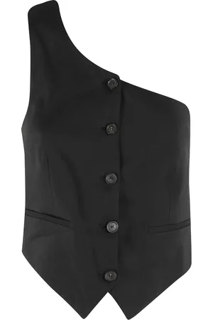 ERIKA CAVALLINI Femme, Vestes, Noir, Taille: 36 FR Gilet Noir à Boutons Une Épaule