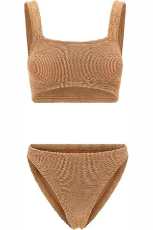 Hunza G Femme, Maillots de bain, Brun, Taille: ONE Size Maillot de Bain Crinkle Épaules Dénudées Col Carré