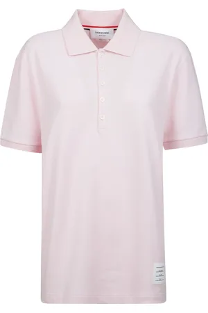 Thom Browne Homme, Tops, Rose, Taille: M Polo à manches courtes avec boutonnage