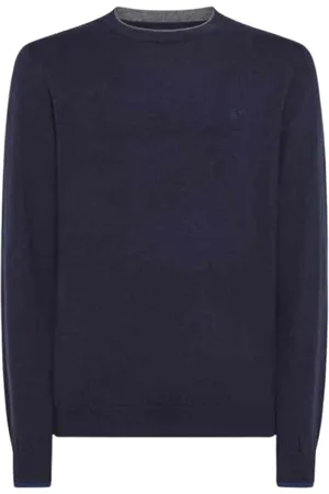 sun68 Homme, Pulls, Bleu, Taille: L Côte Double Rond Haut Élégant