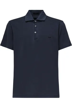 FAY Homme, Tops, Bleu, Taille: S Polo Bleu en Jersey avec Logo Brodé