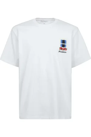 J.W.Anderson Homme, Tops, Blanc, Taille: L T-shirt Blanc Col Rond Manches Courtes