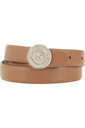 Giorgio Armani Femme, Accessoires, Brun, Taille: 80 CM Élégante Ceinture en Cuir avec Boucle Circulaire