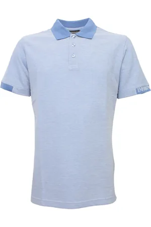 Emporio Armani Homme, Tops, Bleu, Taille: L Polo en coton avec col boutonné