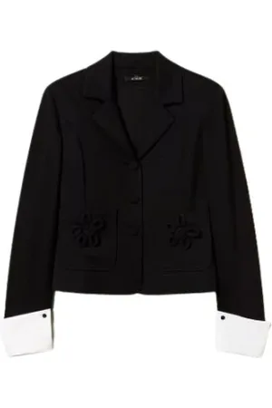 Twin-Set Femme, Vestes, Noir, Taille: 40 FR Veste de blazer florale pour femme