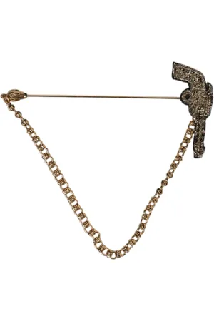 Dolce & Gabbana Homme, Accessoires, Jaune, Taille: ONE Size Broche de Revers en Laiton et Cuivre Revolver
