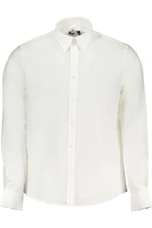 North Sails Homme, Chemises, Blanc, Taille: S Chemise Blanche en Coton avec Col Italien