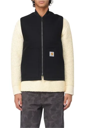 Carhartt Homme, Vestes, Noir, Taille: S Gilet Matelassé à Fermeture Éclair Marron Élégant Superposition