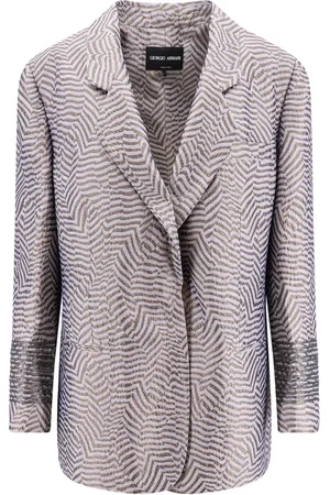 Giorgio Armani Femme, Vestes, Gris, Taille: 40 FR Élégante Veste Grise Boutonnée