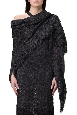 SIMONA CORSELLINI Femme, Vestes, Noir, Taille: ONE Size Robe Tricot Franges Or