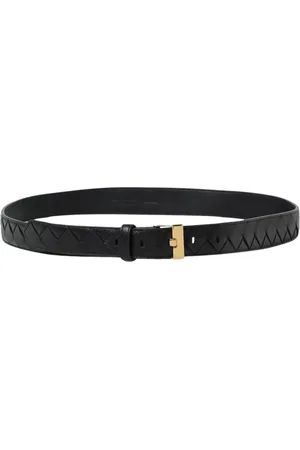 Bottega Veneta Femme, Accessoires, Noir, Taille: 80 CM Ceinture en Cuir Noir à Boucle Tressée