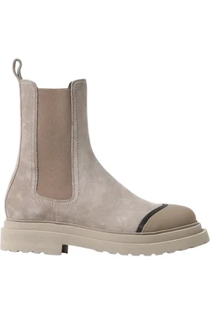 Brunello Cucinelli Femme, Chaussures, Brun, Taille: 40 EU Suede Chelsea Bottes Chunky Sole