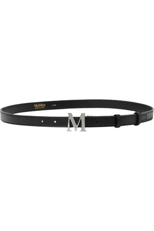 Max Mara Femme, Accessoires, Noir, Taille: L Ceinture en Cuir Noir Classique avec Boucle Polie