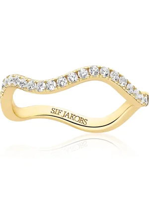 Sif Jakobs Femme, Accessoires, Jaune, Taille: 52 MM Vague Ellera Bague en Or avec Zircone