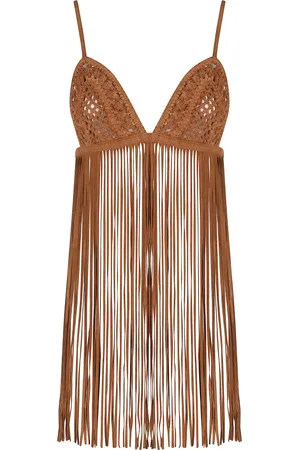 Retrofete Femme, Tops, Brun, Taille: 36 FR Soutien-gorge en daim à franges