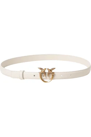 Pinko Femme, Accessoires, Blanc, Taille: 2XS Élégante Ceinture en Cuir Love Birds